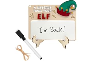 TWINJOYKLE Christmas Message from Your Elf Christmas Elf Doll Props & Accessories Set,2-in-1 Hanging Stand Reusable Elf Note Board Sign