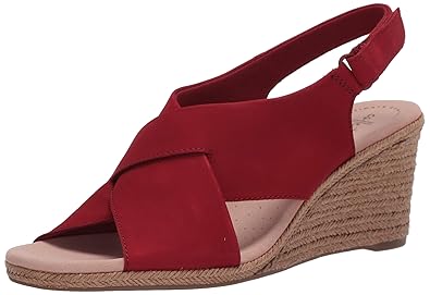 clarks red leather sandals