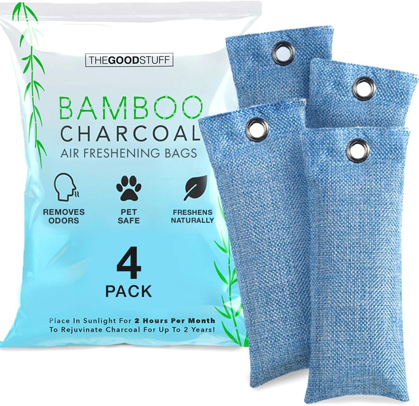 Charcoal Bags for Absorbing Odor: Four Charcoal Deodorizer Bags for Shoe Odor, Fridge Smells, Car Freshening, and Closet Deodorizers: Kitchen & Dining
