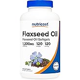 Nutricost Flaxseed Oil 1200mg, 120 softgels - GMO-Free, Gluten-Free