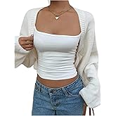 RoseSeek Women's Open Front Cropped Cardigan Long Sleeve Knit Sweater Fall Aesthetic Outfits