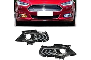 Fancemot LED Front Bumper Fog Lights White Daytime Running Lights (DRL) Amber Turn Signal Lights Blue Low Beam Lights Compatible with 2013-2016 Ford Fusion