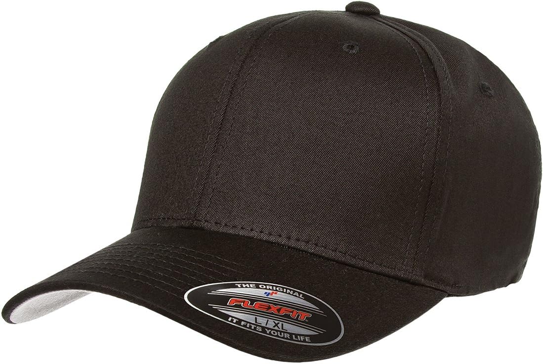 Blank V-Flexfit Cotton Twill Fitted Baseball Hat | Stretch Fit, Athletic Ballcap w/Hat Liner