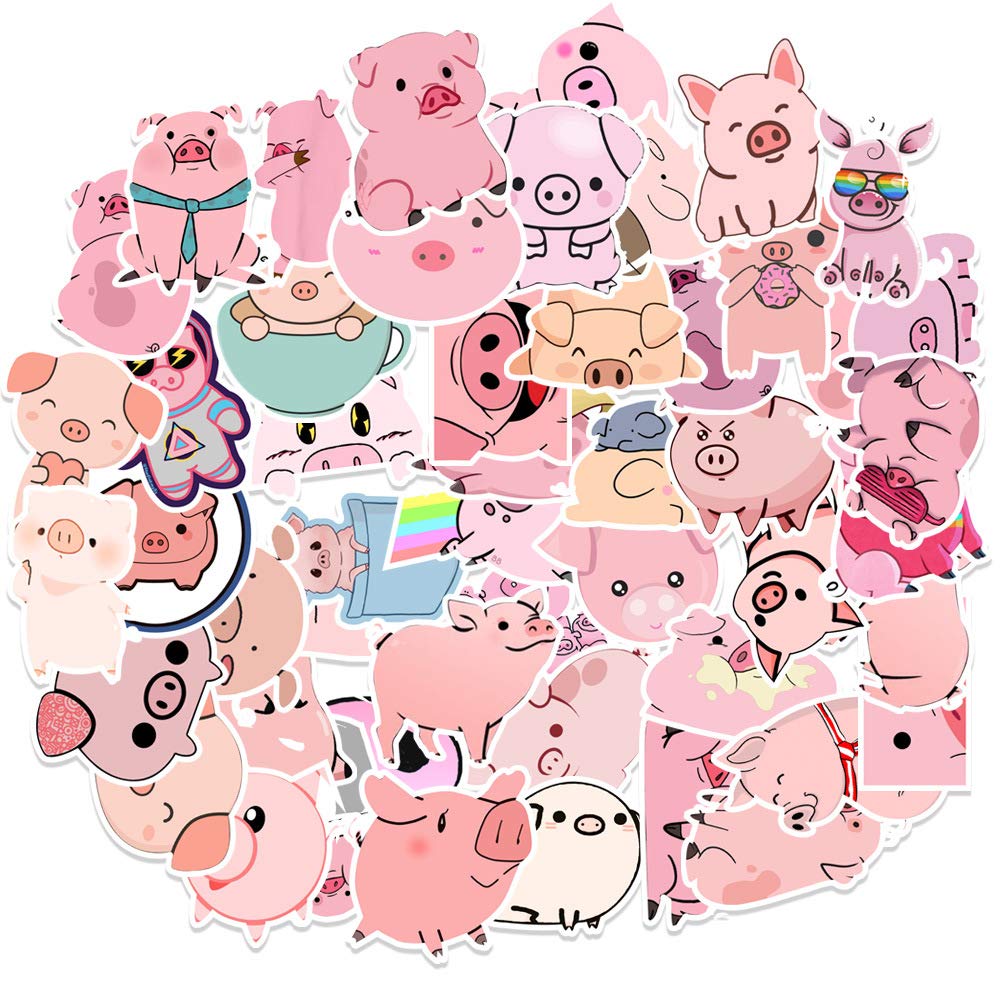 50Pcs Cute Lovely Pink Pig Stickers Water Bottles Laptop Hydroflasks Phone Guitar Skateboard Car Computer Boys,Girls Kawaii Animal Vinyl Stickers Waterproof Aesthetic Trendy Decals for TeensKidsAdults