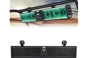TIPHOPE 26 Inch UTV Sound Bar w/6 Speaker,ATV SoundBar Bluetooth with RGB Lighting,Music Sync Waterproof Golf Car Sound Bar with Back Light for ATV UTV Golf Cart w/1.75-2.25" Roll Bar-2 Year Warranty