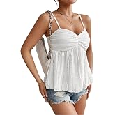 SISKIN Womens Peplum Tank Tops Babydoll Lace Going Out Camisole Top Ruffle Spaghetti Strap Camisole