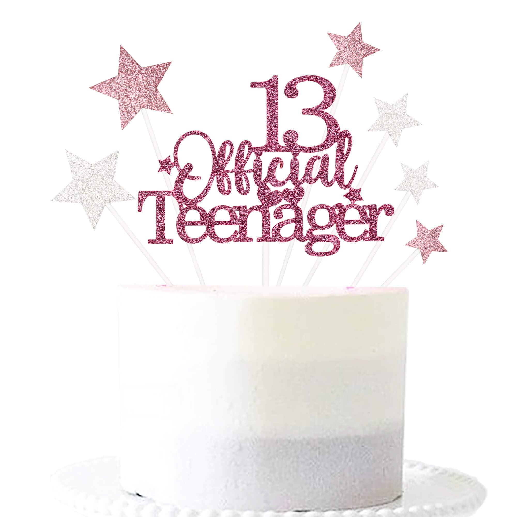 Pargleev 13th Glittery Personalised Birthday Gifts:Official Teenager 13 Cake Topper with Stars-Thirteen Years Old Birthday Party Supplies for Boys and Girls,Decorations,Keepsakes and Rose Gold