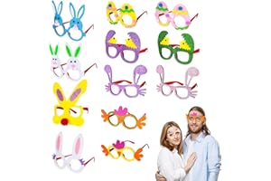 HATINXIA Easter Bunny Glasses, 12 Pack Easter Party Glasses Frame with Glitters for Easter Egg Hunt Party Favor Supplies