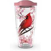 Tervis Sakura Cardinal Made in USA Double Walled Insulated Tumbler Travel Cup Keeps Drinks Cold & Hot, 24oz, Classic
