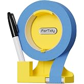 ForTidy Magnetic Masking Tape Holder, Painter's Tape Dispenser, Yellow | Removable Label System, Cutter Pen Holder, For Home Kitchen, Office, Fridge, Garbage, School (Tape and Pen Not Included)