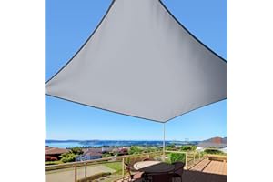 LADYROSIAN Waterproof Sun Shade Sail 12' x 16' Rectangle UV Block Sunshade,Heavy Duty Permeable 185GSM Backyard Shade for Backyard Yard Deck Patio Garden Outdoor Activities and Facility-Gray (Gray, 12 X 16 FT)