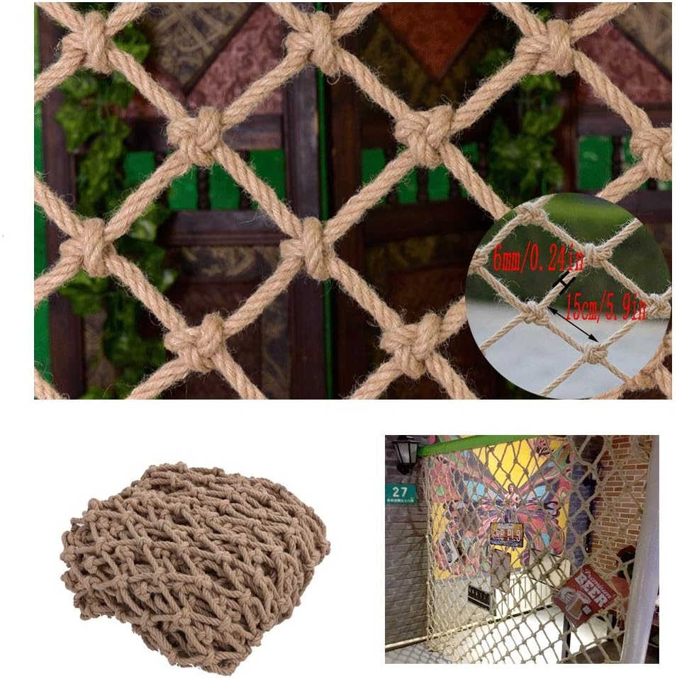 WWWANG Climbing Rope Net Children's Stairs Balcony Safety Net Indoor And Outdoor Railing Safety Net Hanging Net Fence Net Cat Net Hanging Clothes Net Retro Bar Decoration Net