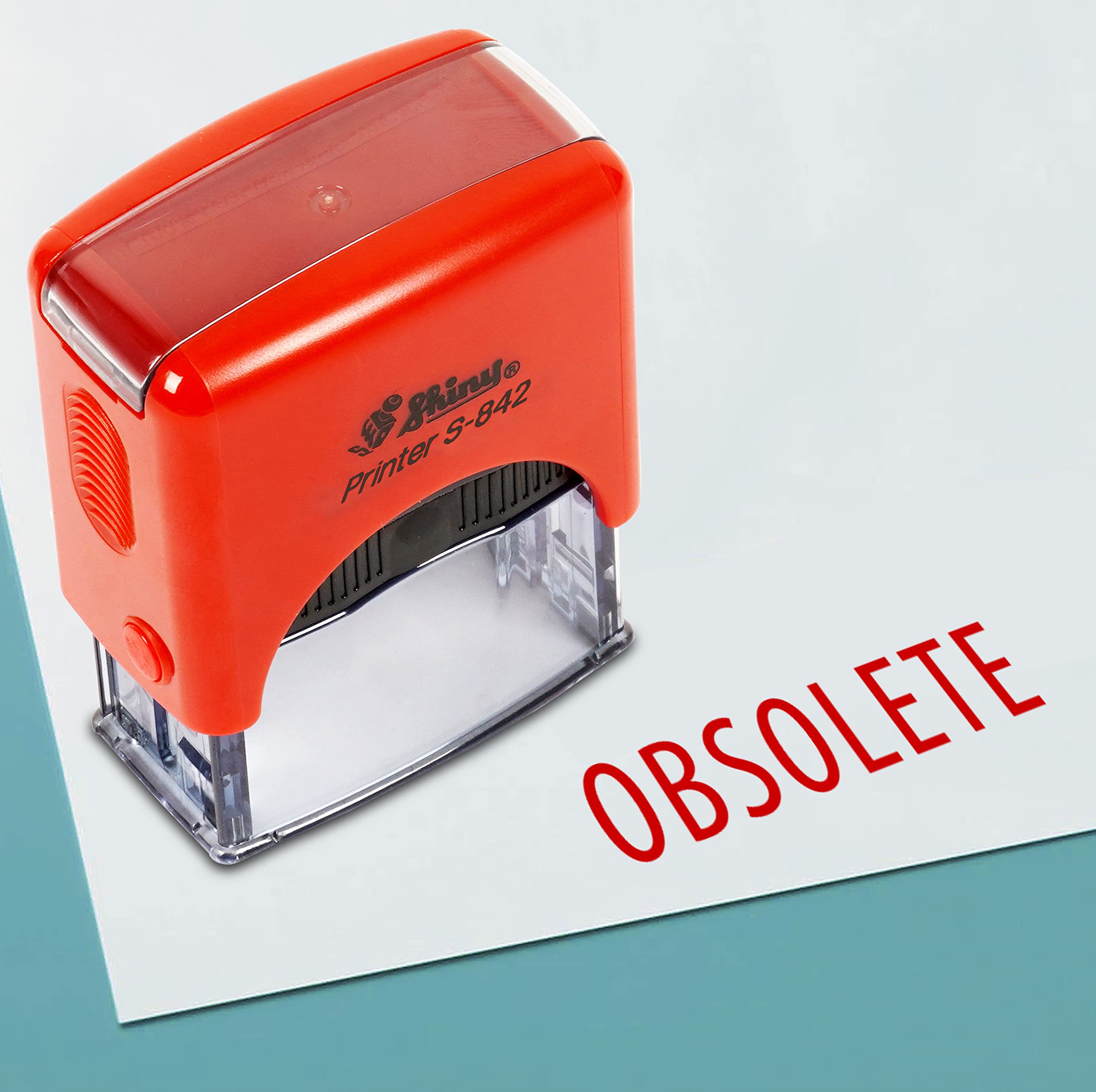 Printtoo Obsolete Self Inking Rubber Stamp Pre,Inked Office Stamp, Home Office Business Stationery, 38 x 14 mm, Red