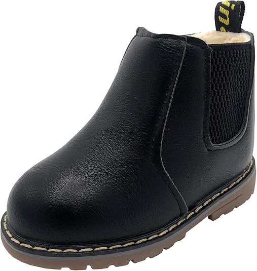 Toddler Girls Chelsea Boots Side Zip Flat Ankle Boots with Elastic Side