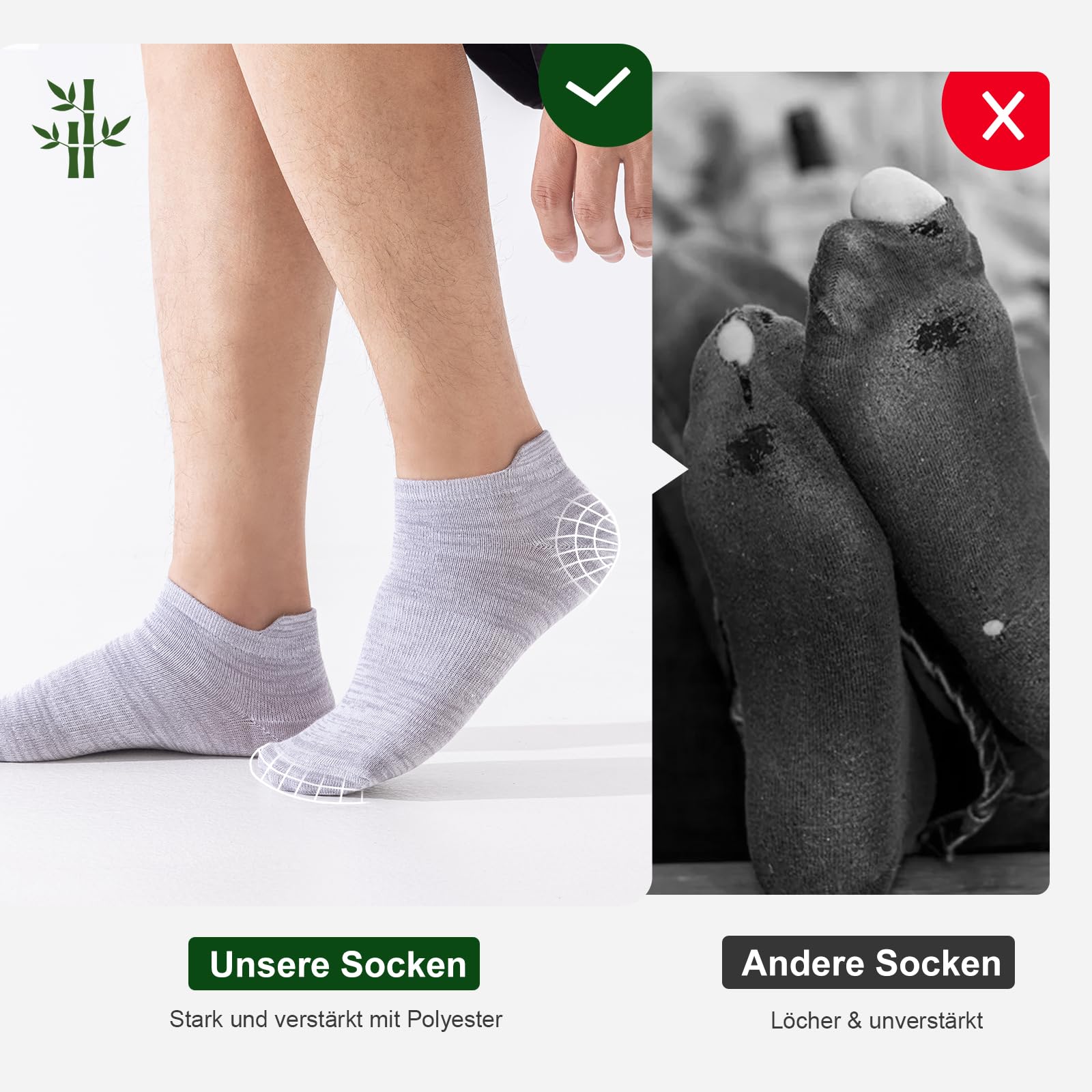 Niorasen Bambus Sneaker Socken für Damen & Herren, 6 Paar M&G&S 43-46 4