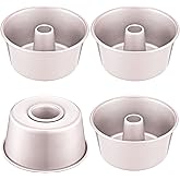 CHEFMADE Mini Angel Food Pan Set, 3.5-Inch 4Pcs Non-Stick Chiffon Tube Pan for Oven and Instant Pot Baking (Champagne Gold)