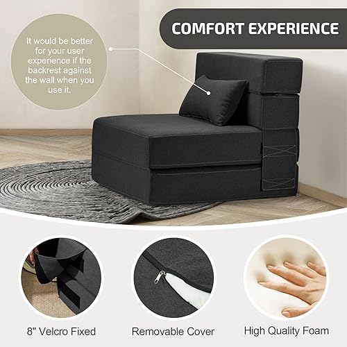 SUYOLS Folding Sofa Bed with Pillow- Convertible Chair Floor Couch