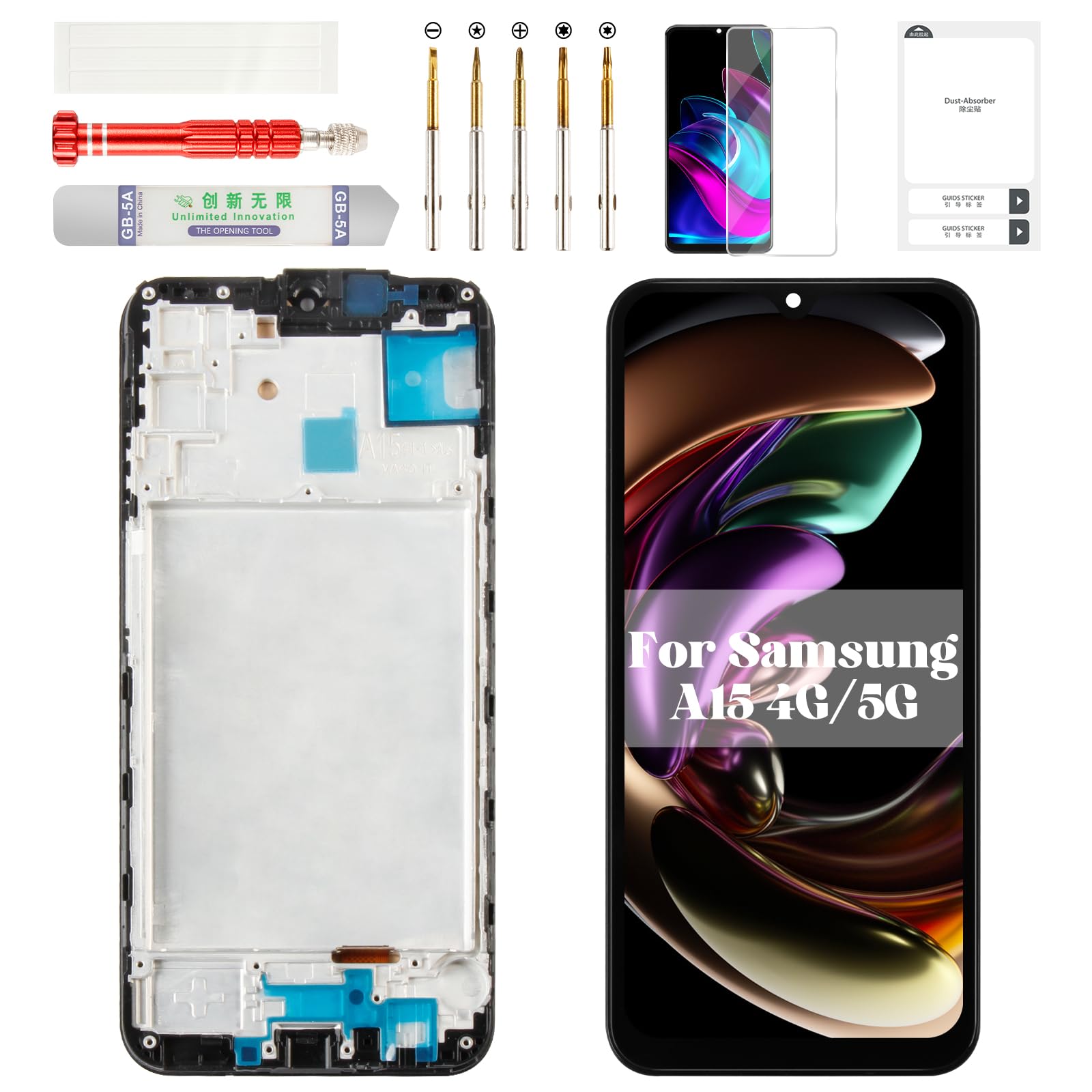 Photo 1 of TFT for Samsung A15 Screen Replacement for Samsung Galaxy A15 5g LCD Screen Replacement Display for Galaxy A15/A15 5g Digitizer Touch Screen Assembly with Frame SM-A155 SM-A156 Black