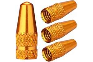 TPMSCENTER Aluminum Presta Valve Stem Caps – Gold Tire Air Dust Covers for Bike (4 Pack) – Fit French Valves on Road, MTB, Hybrid, Racing, Fitness, Folding & Fat Bikes