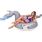 GoFloats Dragon Party Tube Inflatable Rafts - Choose From Fire Dragon and Ice Dragon, Pool Floats