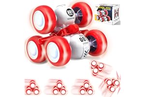 CDDZSW 6 Rounds Inertia 360° Rotating Stunt Car Toys 3-6 Year Old Kids Pull Back Truck for Toddler Boys for Ages 3 4 5 6,Push and Go Vehicle for Kids 3-5 Year Old Christmas Birthday Present(Red)