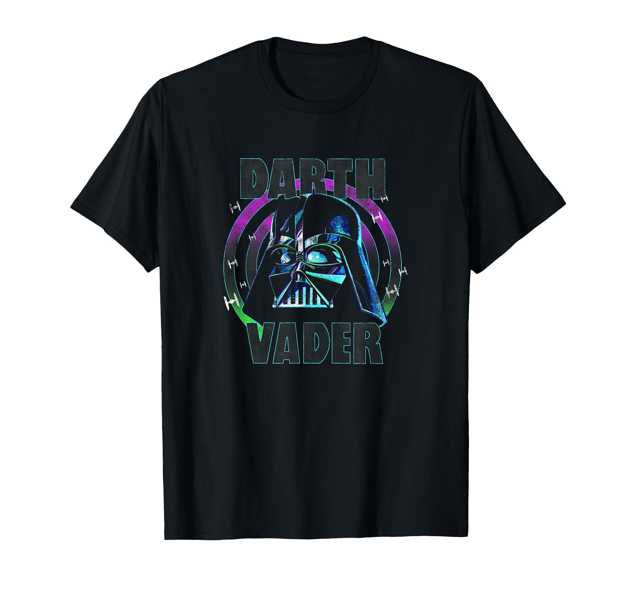 Star Wars Neon Darth Vadar Helmet Space Ships T-Shirt