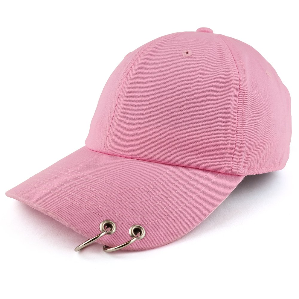 Trendy Apparel ShopTwo Rings Pierced Plain Cotton Unstructured Adjustable Dad Hat