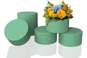 WANBAO 6 Pcs 4.5 Inch Round Floral Foam Blocks for Fresh and Artificial Flowers Arrangements, Dry and Wet Floral Foam for Wedding, Aisle Flowers, Party Decoration and Florist