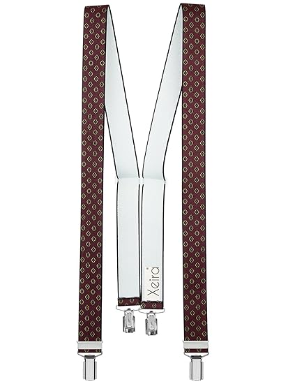 Xeira Hochwertige Hosenträger reg; in Trendigen Gestreiften/Retro Design und vielen weiteren Design mit 4 sehr stabilen Clips