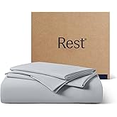 REST&reg; Evercool&reg; + Cooling Sheet Set for Hot Sleepers, Full | Bed Sheets for Night Sweat- QMX>0.44, Ionic+ Self-Cleaning Silver Yarn for Sensitive Skin-2 Pillowcases,1 Fitted Sheet