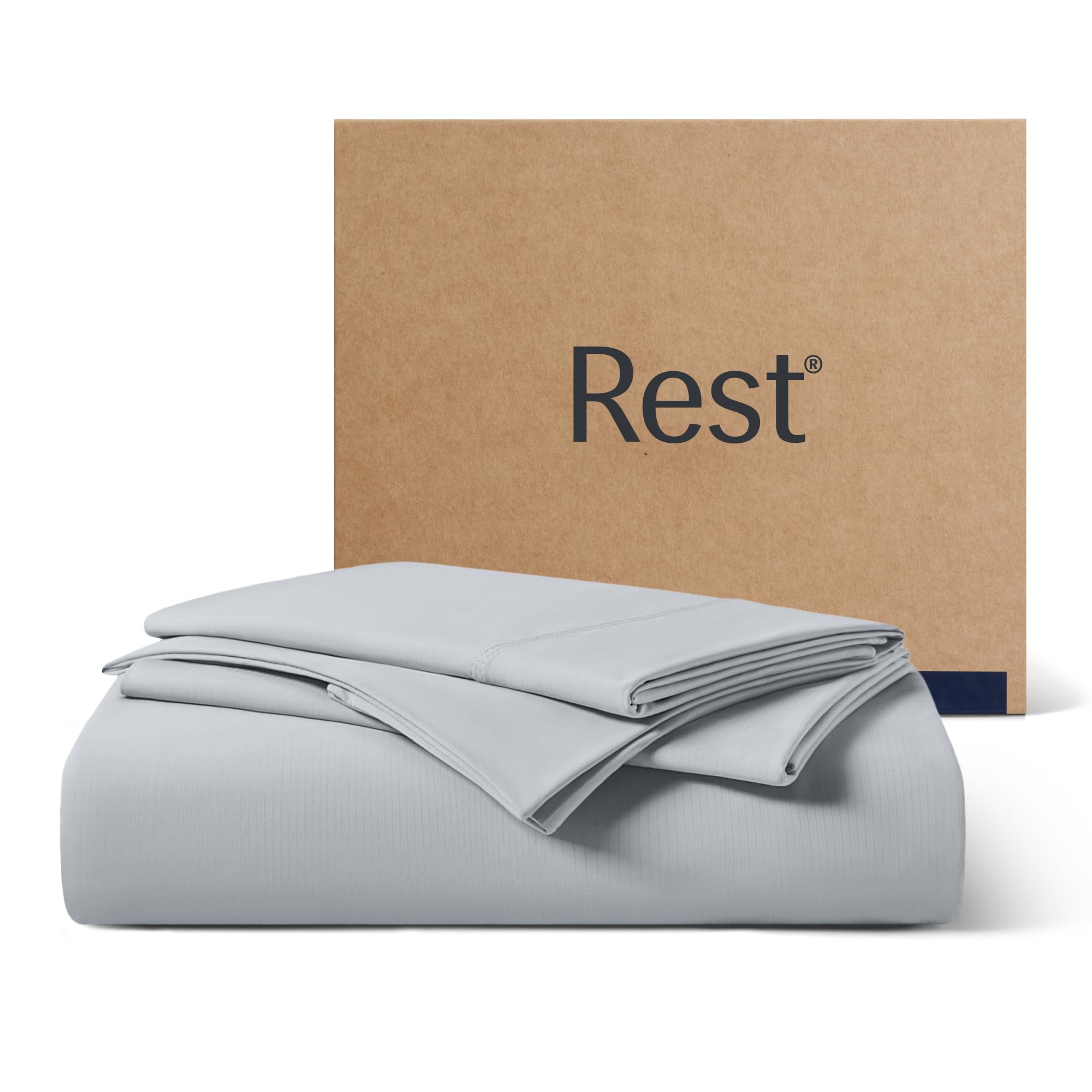 Photo 1 of REST® Evercool®+ Starter Sheet Set, Cali King, Gray, Breathable Bed Sheet for Hot Sleeper and Night Sweats, with Pillowcases, Ionic+ Self-Cleaning Silver Yarn for Sensitive Skin, 3PCS No Flat Sheet