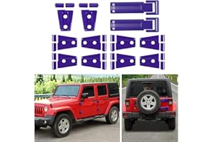 SQQP 12PCS Full Set Exterior Decoration Trim Kit Compatible with 2007-2018 Jeep Wrangler JK JKU Door Hinge Engine Hood Hinge 