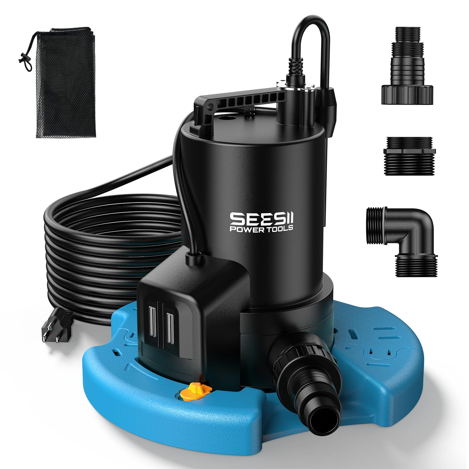 Photo 1 of SEESII 1/3HP Pool Cover Pump - Automatic On/Off, 3035GPH Submersible Water Pump with Filter Net, 25ft Power Cord, Check Valve, Sump Pump for Swimming Pool, Hot Tubs, Pond, Basement, Rooftops