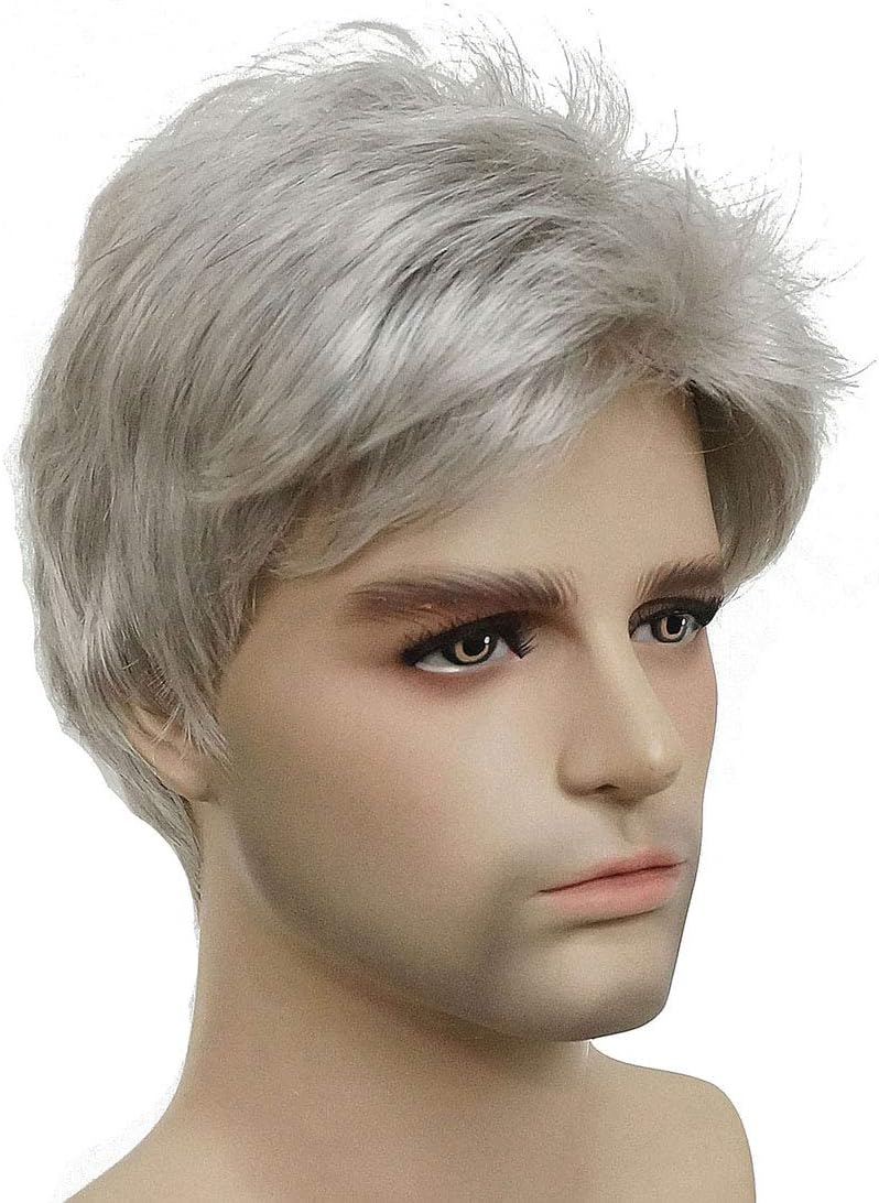 Lydell Men Wig Natural Short Straight Hair Synthetic Full Wigs (51 Silver Grey), #51, 6 Inch (Pack of 1) - Image 4