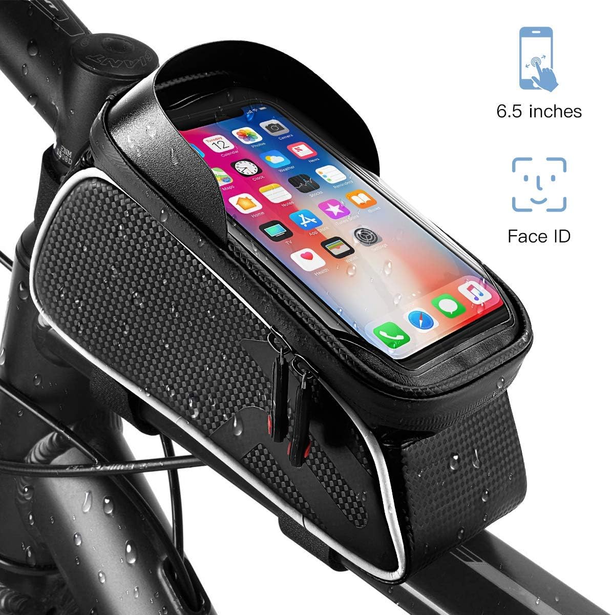 AGPTEK Bike Repair Tool Kits Bag, Bicycle Saddle Bag with Repair Tool Kits, Portable Tyre Tools Set Cycling Bag with Reflective Strip, TPU Touch Screen Cell Phone Supports Face ID : Sports & Outdoors