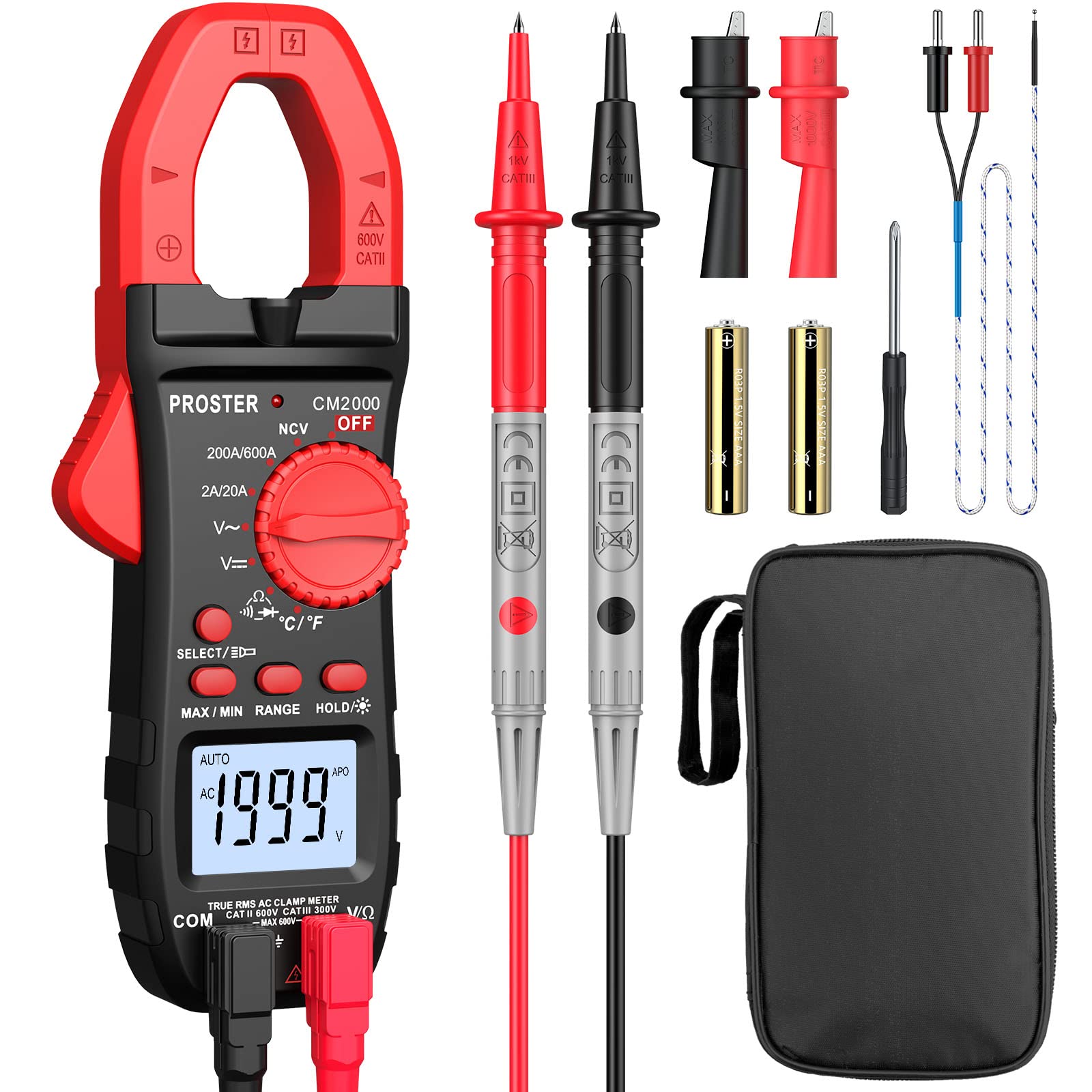 Proster Digital Clamp Meter TRMS 600A AC Current