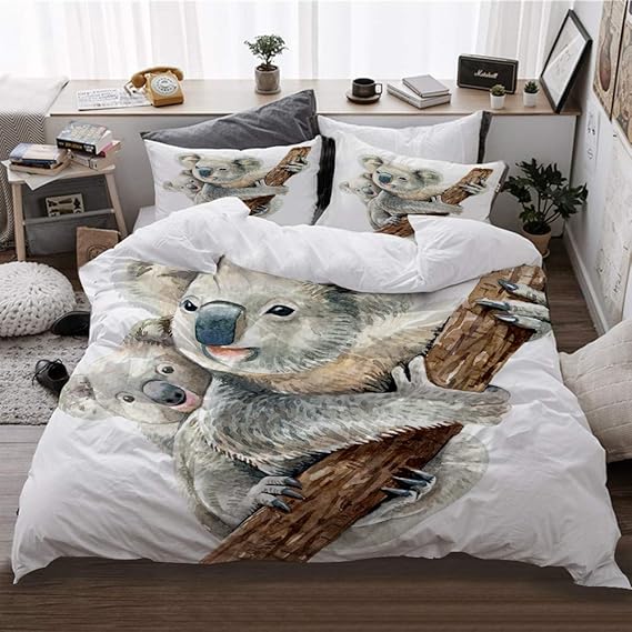 KASABULL duvet cover,Portrait koala and baby koala Microfibre Single