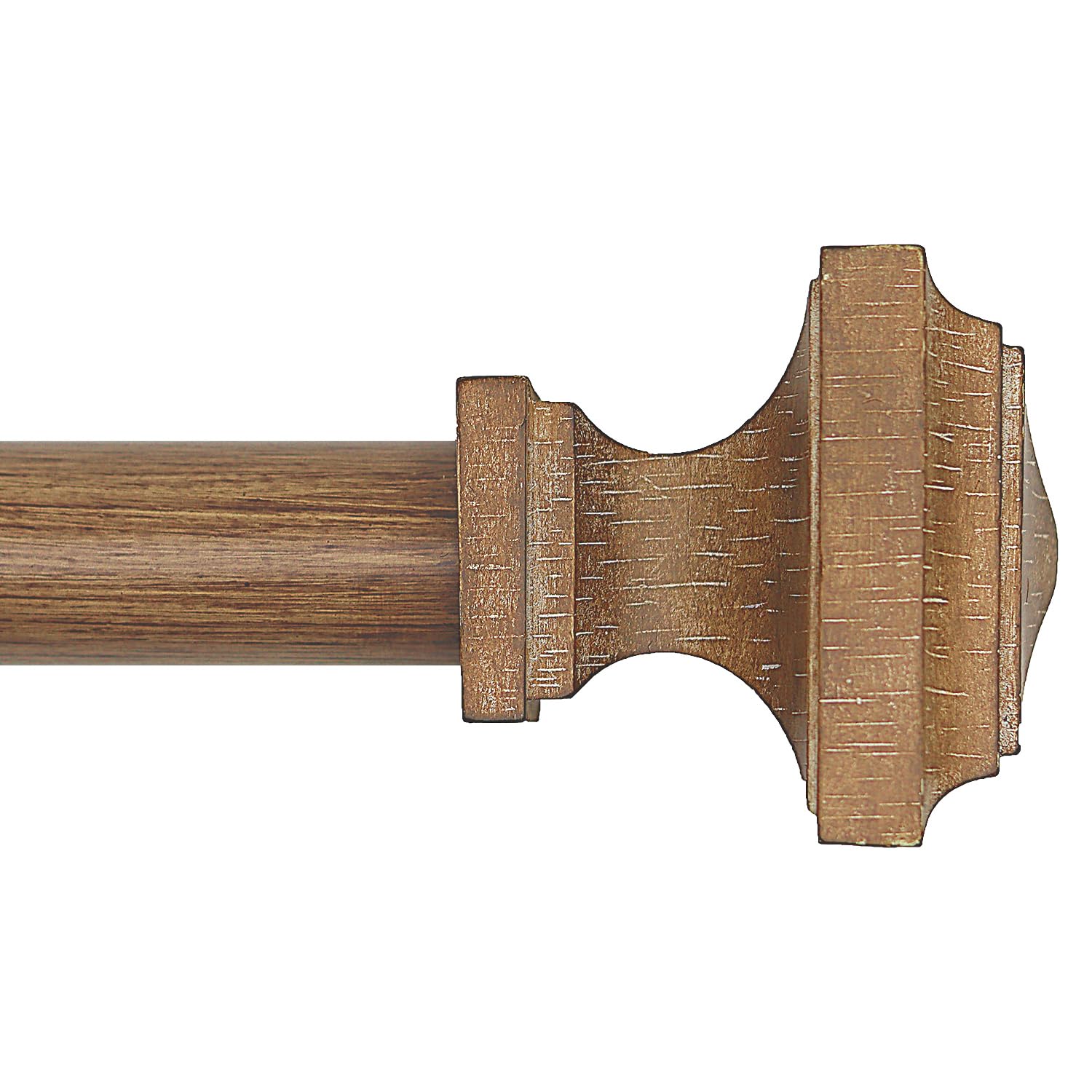 Photo 1 of Wood Curtain Rods for Windows 72 to 144 Inch, 1'' Diameter Wood Decorative Treatment Single Window Curtain Rods - Boho Adjustable Heavy Duty Curtain Rods Set,Square Imitation Wood Grain Finial 1 Pack