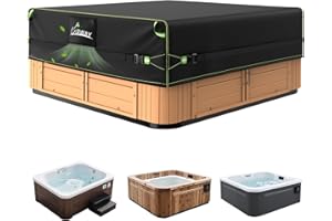 Uirway 600D Square Hot Tub Cover 91”L x 91”W x 20”H [2025 Upgraded Heavy Duty Fabric] Outdoor Waterproof SPA Covers for Hot Tub, New Super Windproof Straps, Hot Tub Winter Cover Protector with Anti-UV