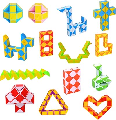 Ainiv Magic Snake Cube 14 Pack 24 Blocks Mini Fidget Toy Random Color