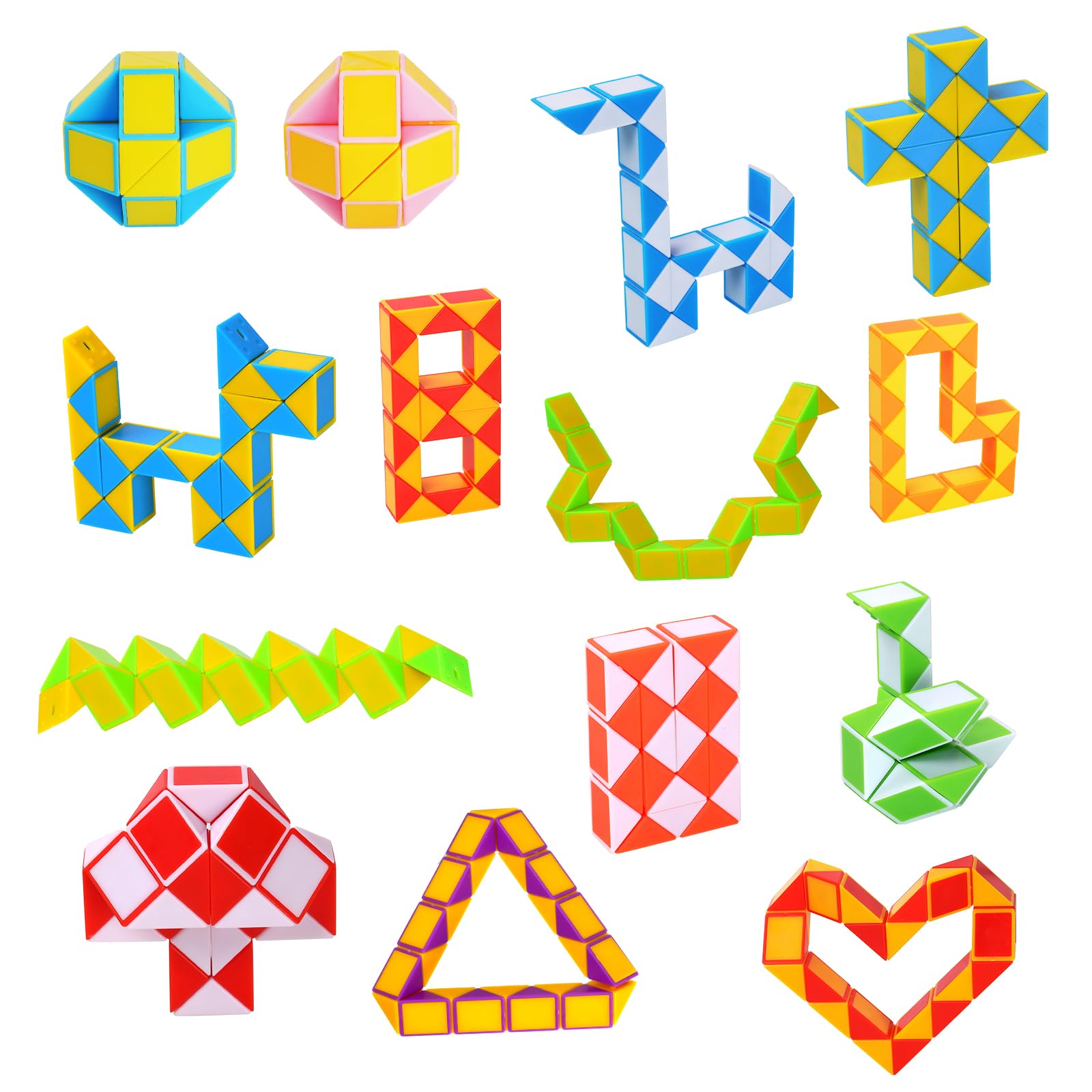 Ainiv Magic Snake Cube, 14 Pack 24 Blocks Mini Fidget Cube, Fidget Toy for Kids, Mini Twist Puzzle Cubes, Party Supplies, Birthday Party Favors, Goodie Bags Fillers, Random Color — image 1