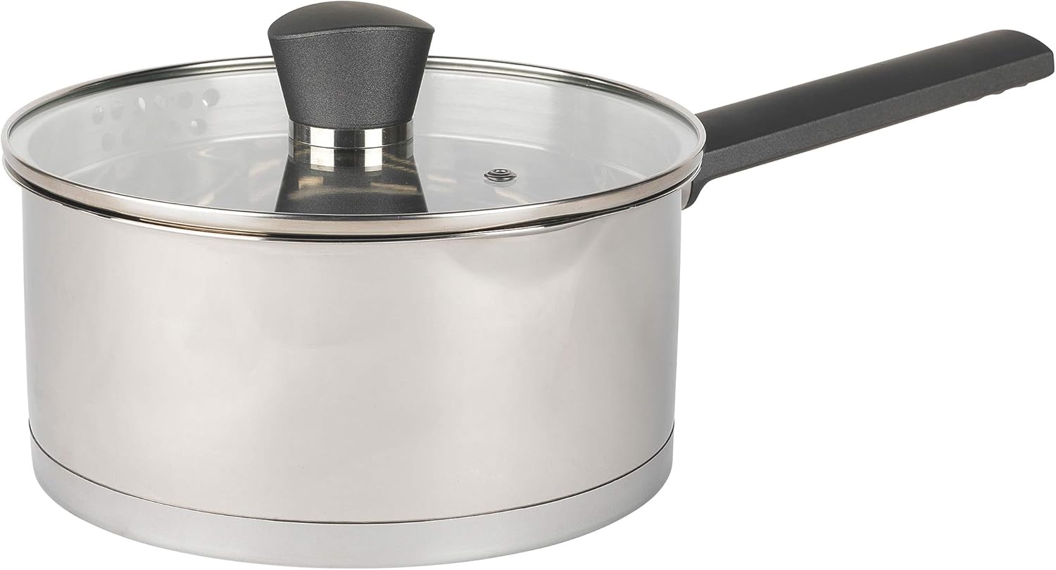 Russell Hobbs RH01164EU7 20 cm Saucepan with Lid, Induction with Pouring Lip, Stainless Steel Milk Pan
