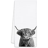 OSLYSOF Funny Farmhouse Cow Hand Towels for Bathroom Washroom, Cow Bathroom Decor, Cows Lovers Gifts for Women, Funny Animal Western Cows Bathrooms Hand Towels, 16x24 Inch