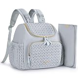 mommore Diaper Bag Small Diaper Backpack Stylish Toddler Baby Mini Maternity Bags Travel Backpacks with Insulated Pockets, Changing Pad, Stroller Straps