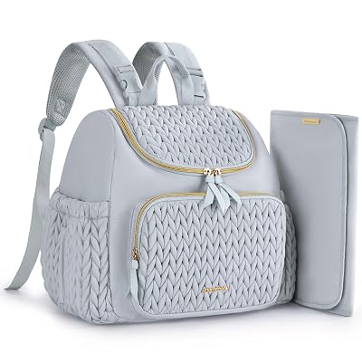 mommore Diaper Bag Small Diaper Backpack Stylish Toddler Baby Mini Maternity Bags Travel Backpacks with Insulated Pockets, Changing Pad, Stroller Straps