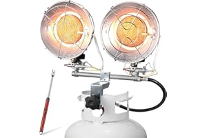 GasBRUH Double Tank Top Outdoor Propane Heater With a Windproof Lighter, 36000BTU Outdoor Propane Heater With Shut-off Valve and Tip-over Switch for Garage,Patio, Camping,RV(CSA)