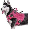WINGOIN Pink Harness with Handle Tactical Dog Harness for Large Dogs No Pull Adjustable Reflective K9 Military Dog Vest Harnesses for Labrador Retriever, Siberian Husky, German Shepherd Dog (L)