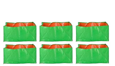 YUVAGREEN Terrace Gardening Leafy Vegetable Grow Bag (18x12x9-inch, Green) - Pack of 6