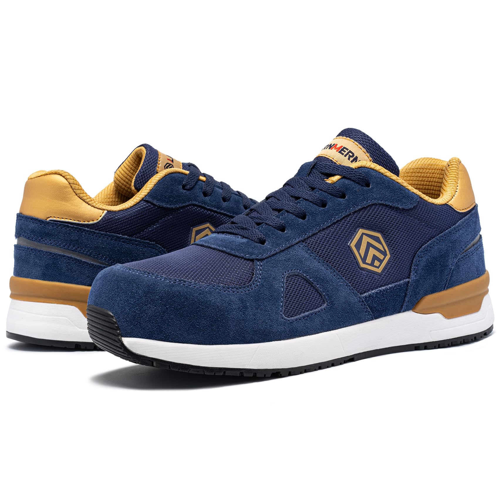 LARNMERN PRO Arbeitsschuhe Herren Sicherheitsschuhe Herren Arbeitsschuhe mit Stahlkappe Leicht SRC rutschfest Sportlich Schutzschuhe Saphirblau Größe 44 EU 7
