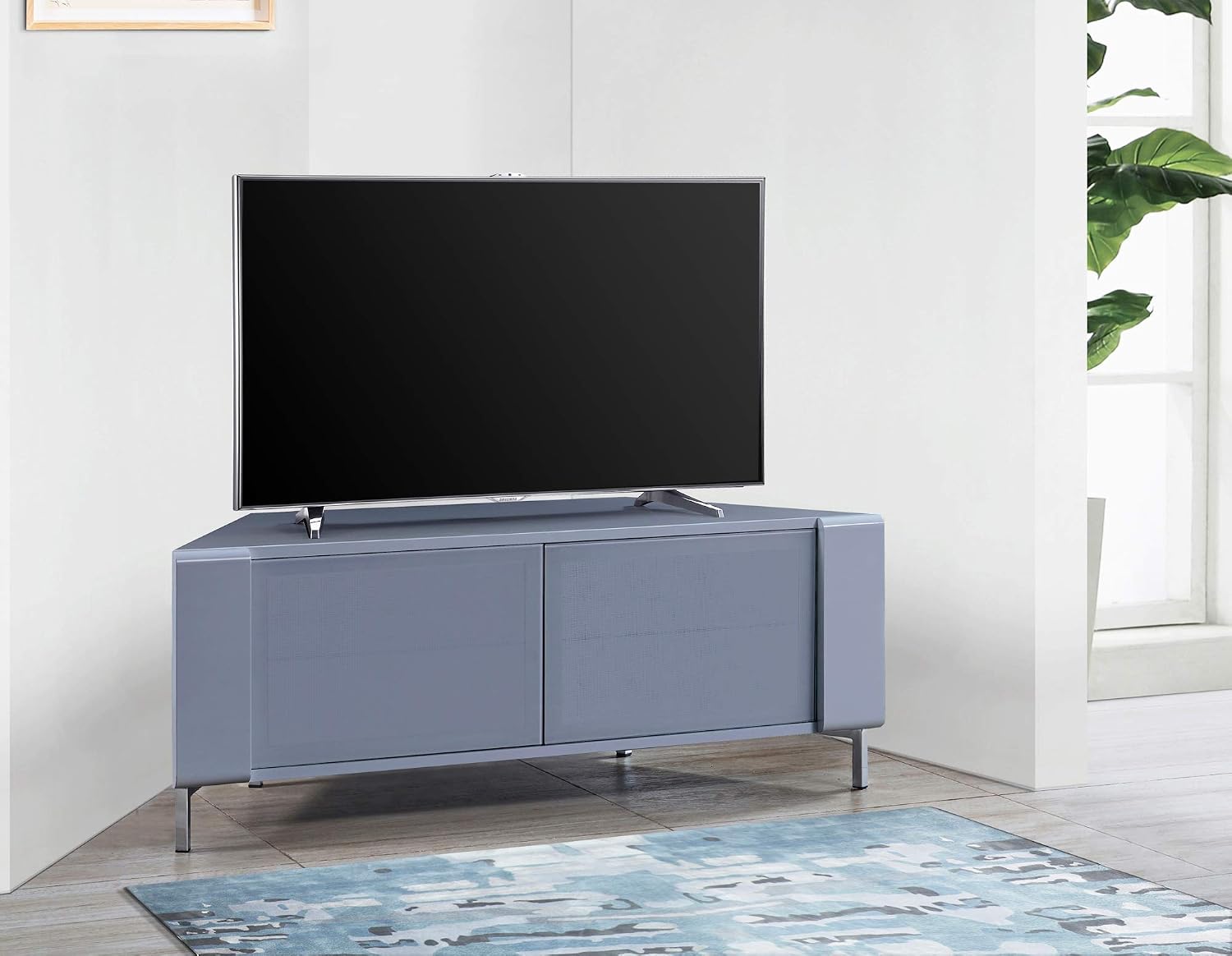 MDA Designs CORVUS Corner-Friendly Grey BeamThru Glass Doors with Grey Profiles Contemporary Cabinet for Flat Screen TVs up to 50" - Image 3